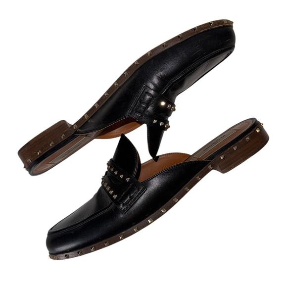 Valentino Garavani Rockstud Black Leather Mules Size 39 - Picture 8 of 14
